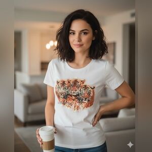 POL 100% Cotton Tiger Graphic Tee